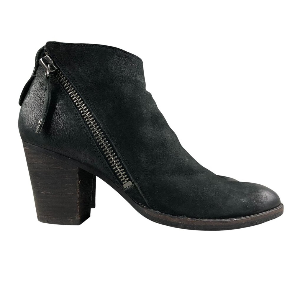 Dolce Vita Women's Size 9 Jaeger Black Nubuck Leather Side Zip Ankle Booties